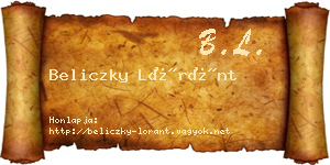 Beliczky Lóránt névjegykártya